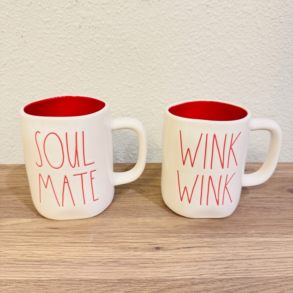 Rae Dunn Soul Mate and Wink Wink Mug Set